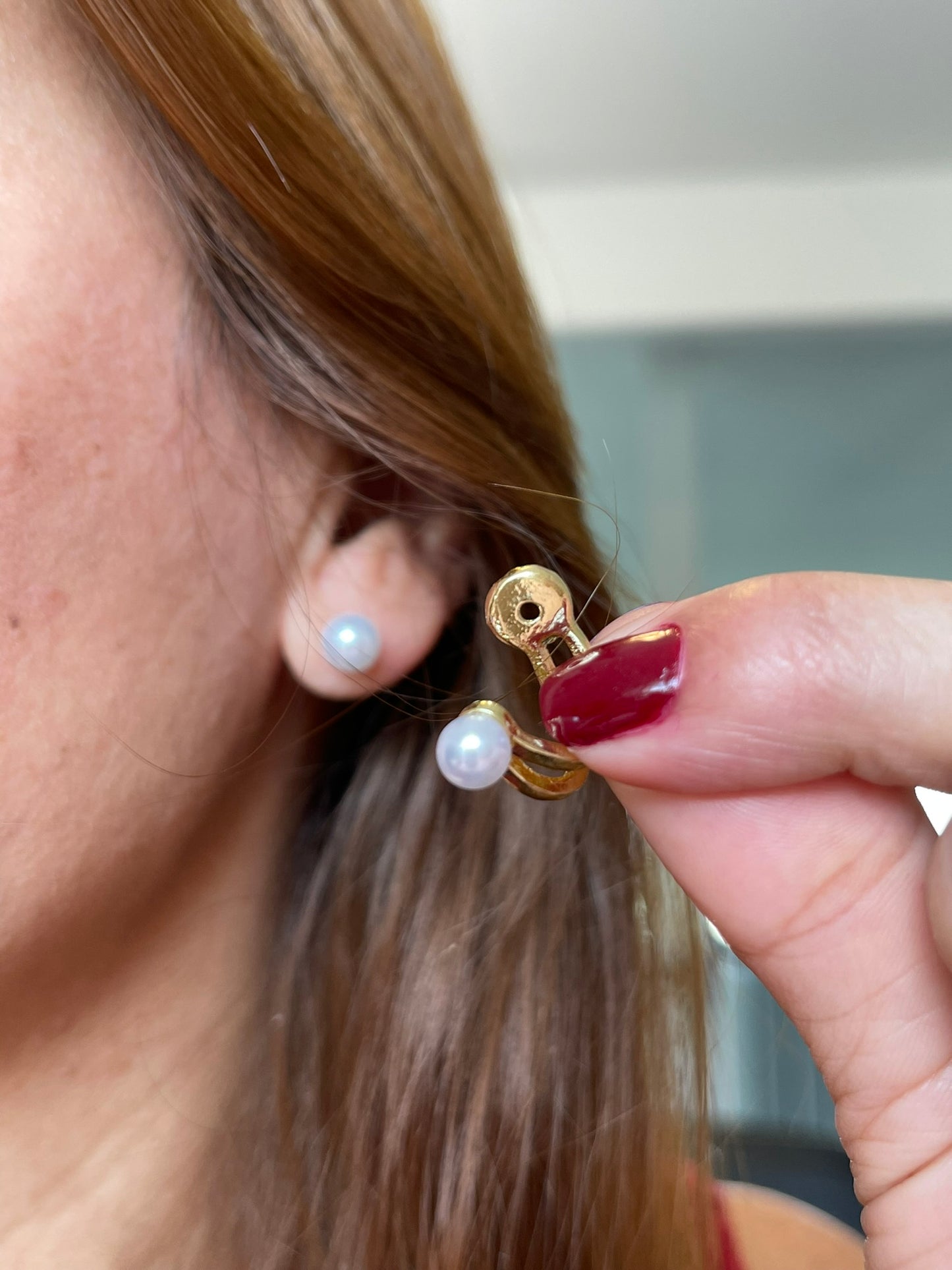 Doble Loop Pearl Earrings