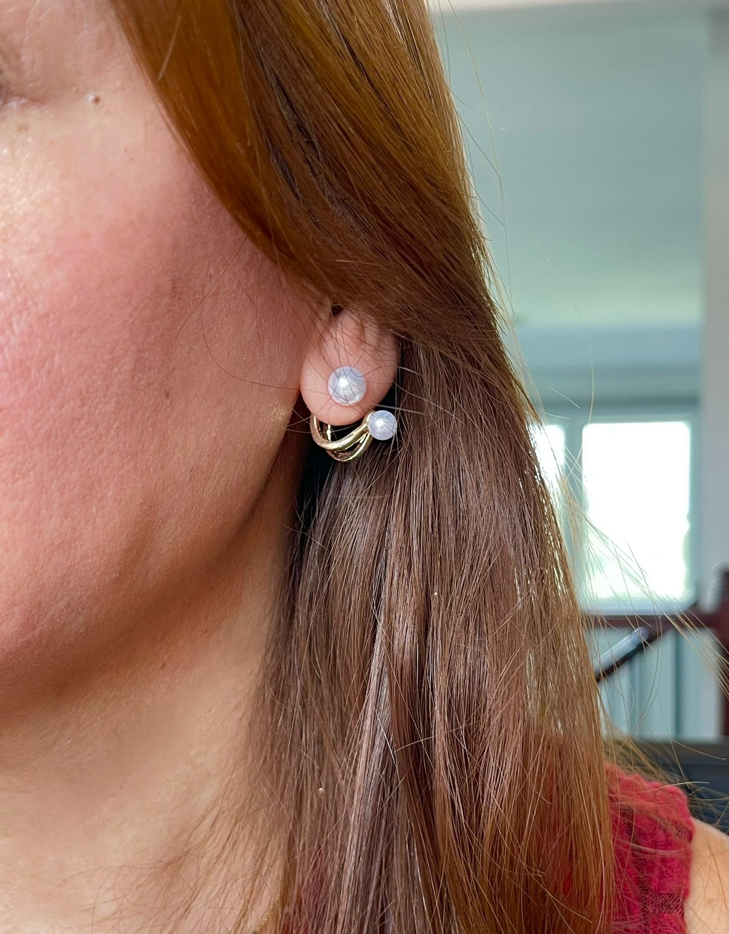 Doble Loop Pearl Earrings