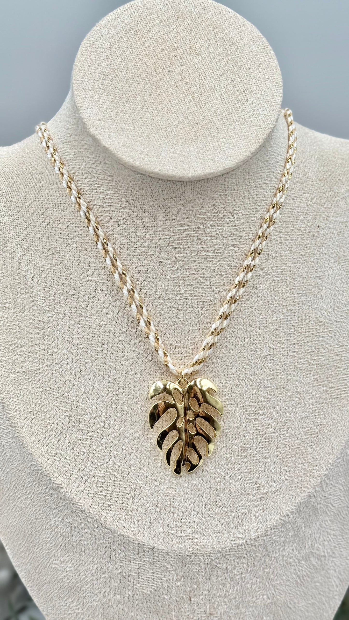 Golden Leaf Cord Necklace