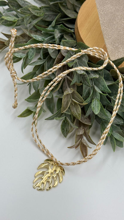 Golden Leaf Cord Necklace