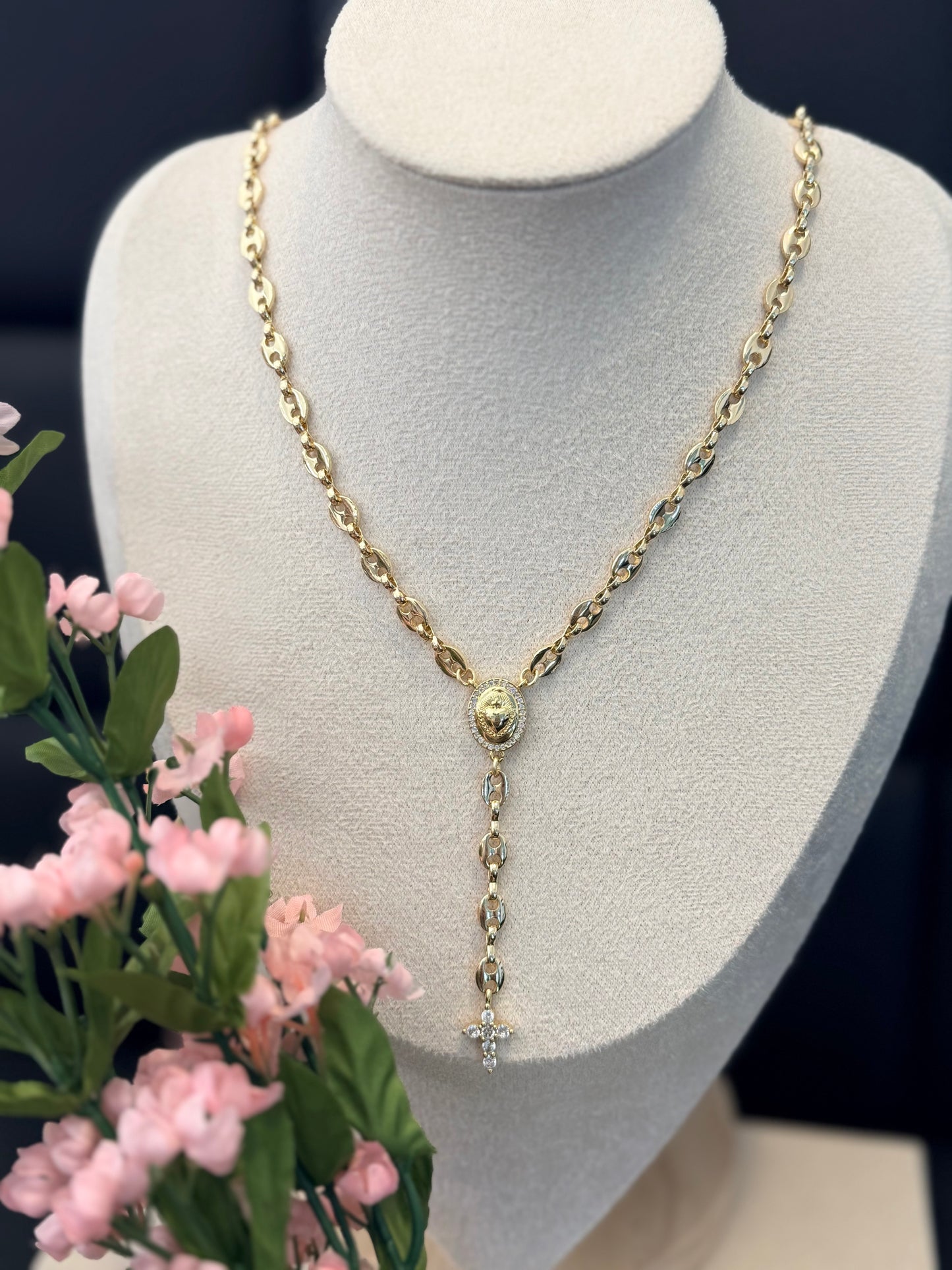 Sacred Heart Rosary Neckclace