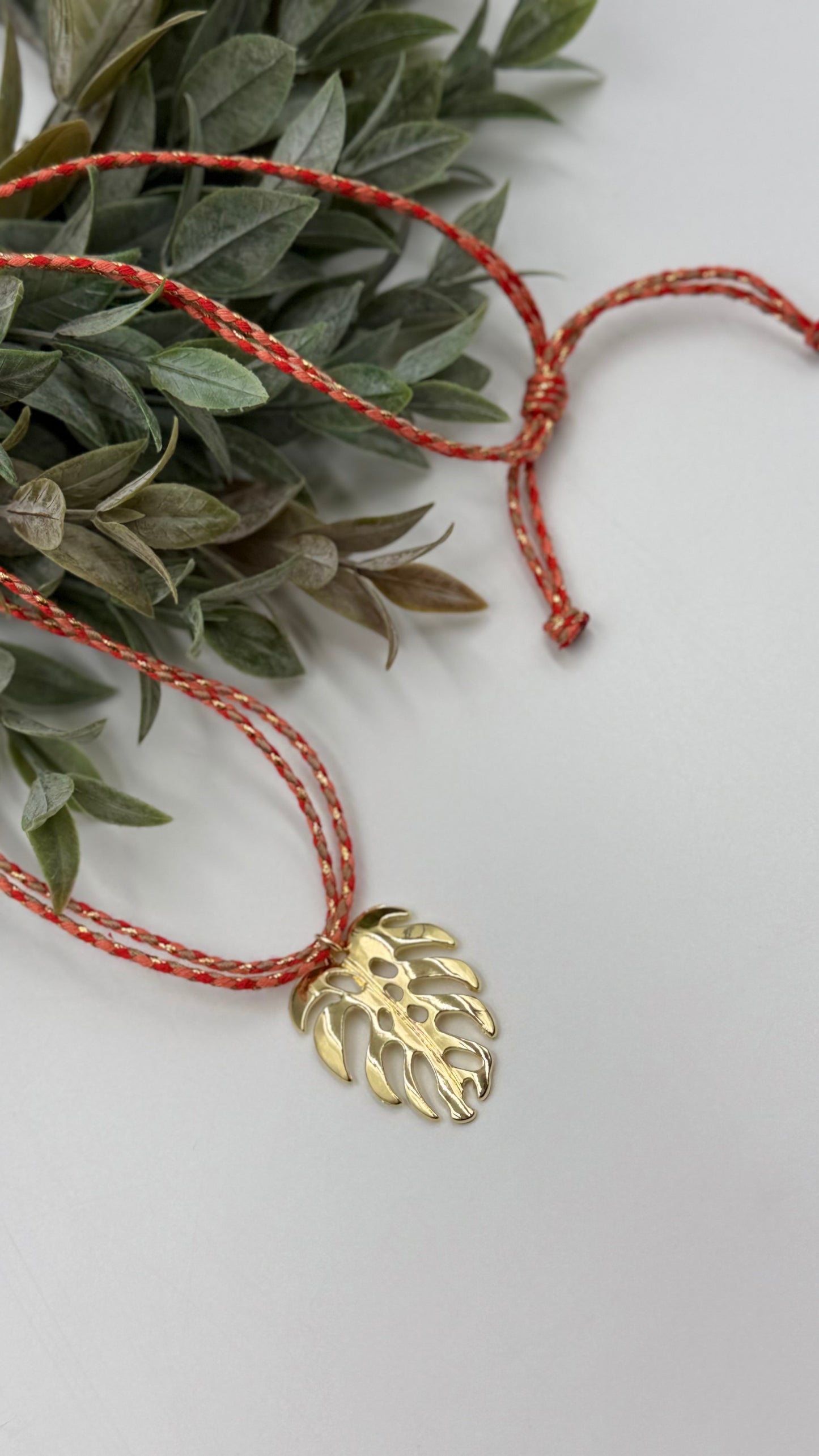 Golden Leaf Cord Necklace