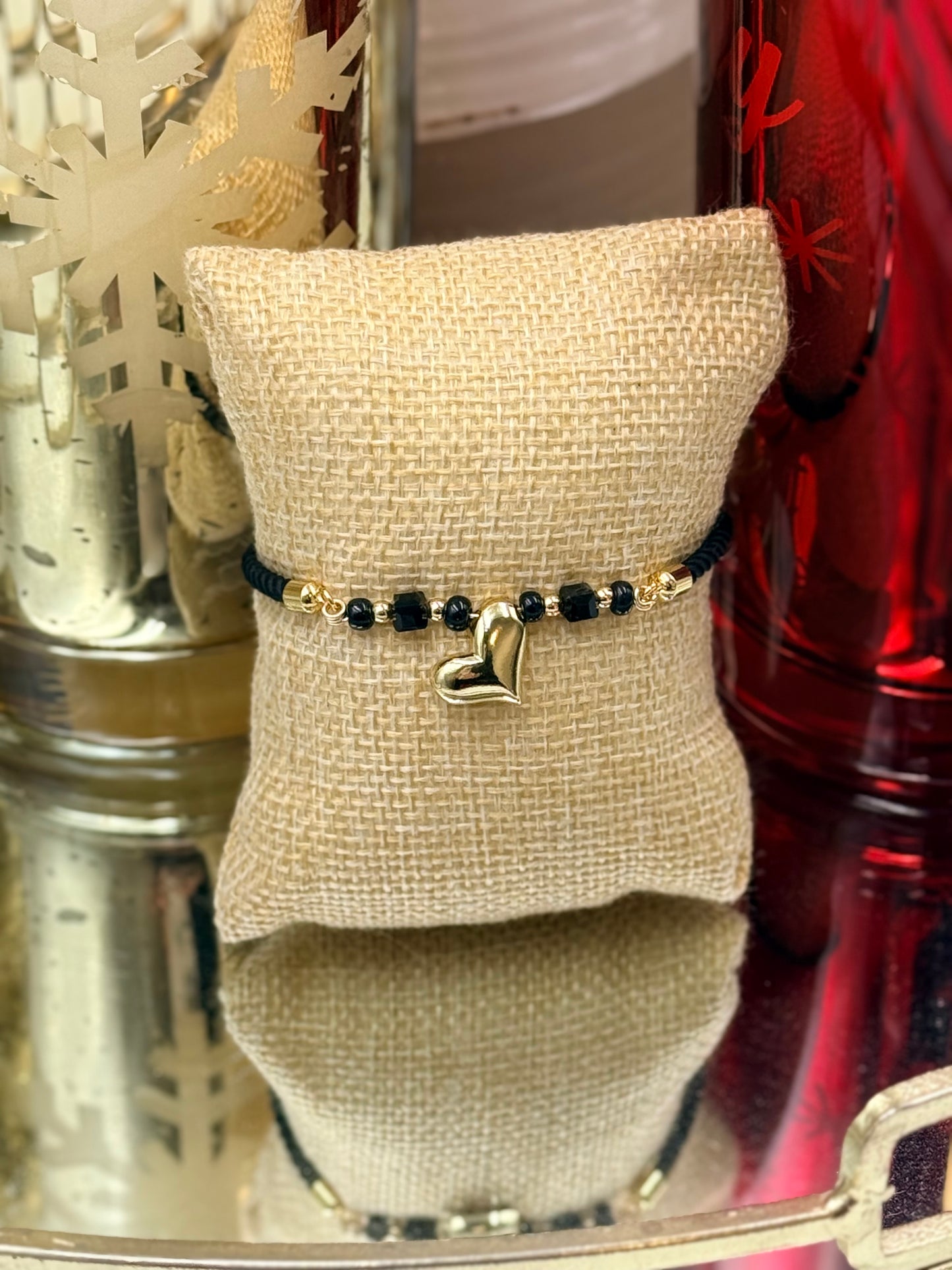 Golden Black Heart Bracelet