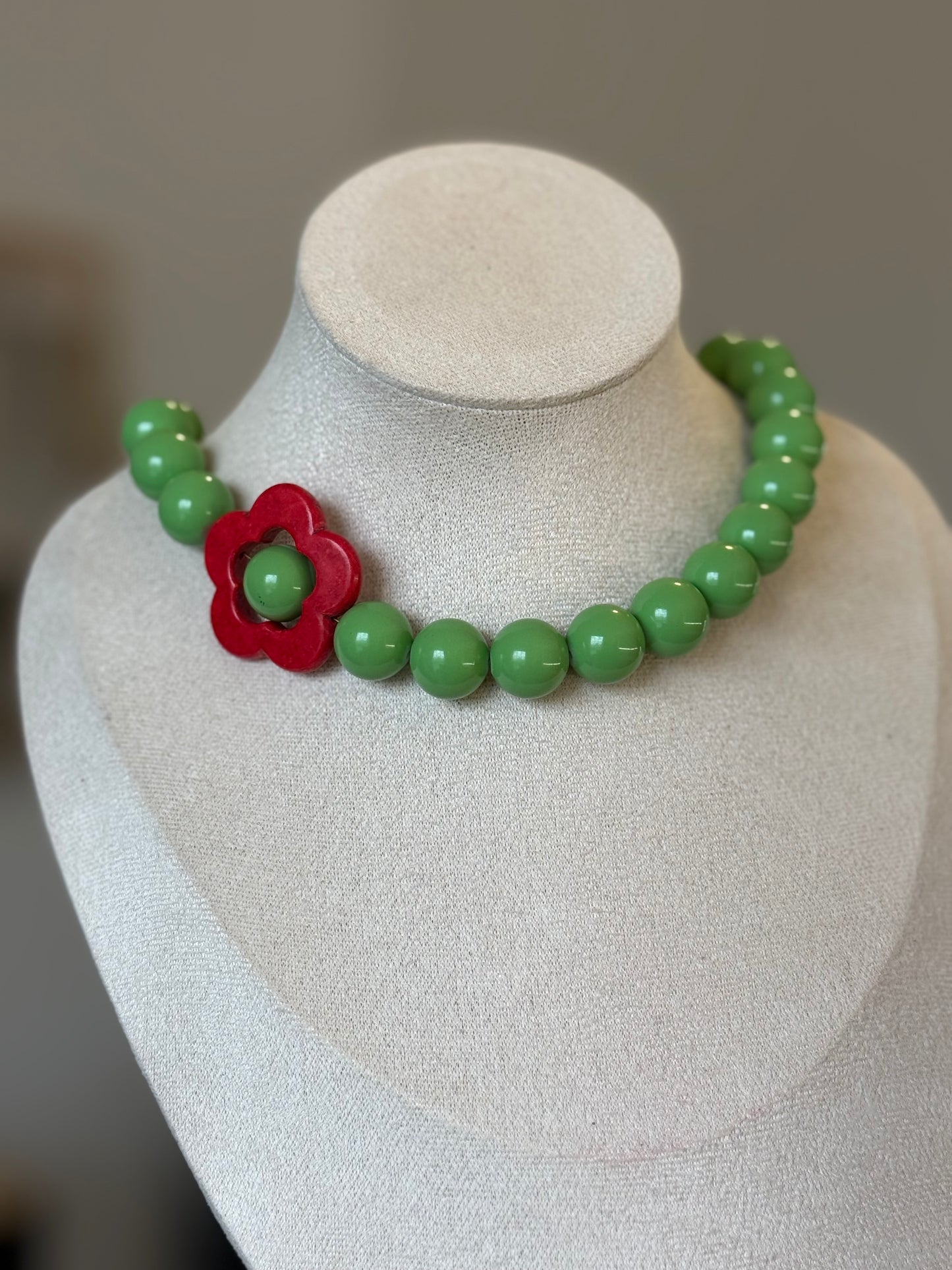 Red Flower Maxi Necklace