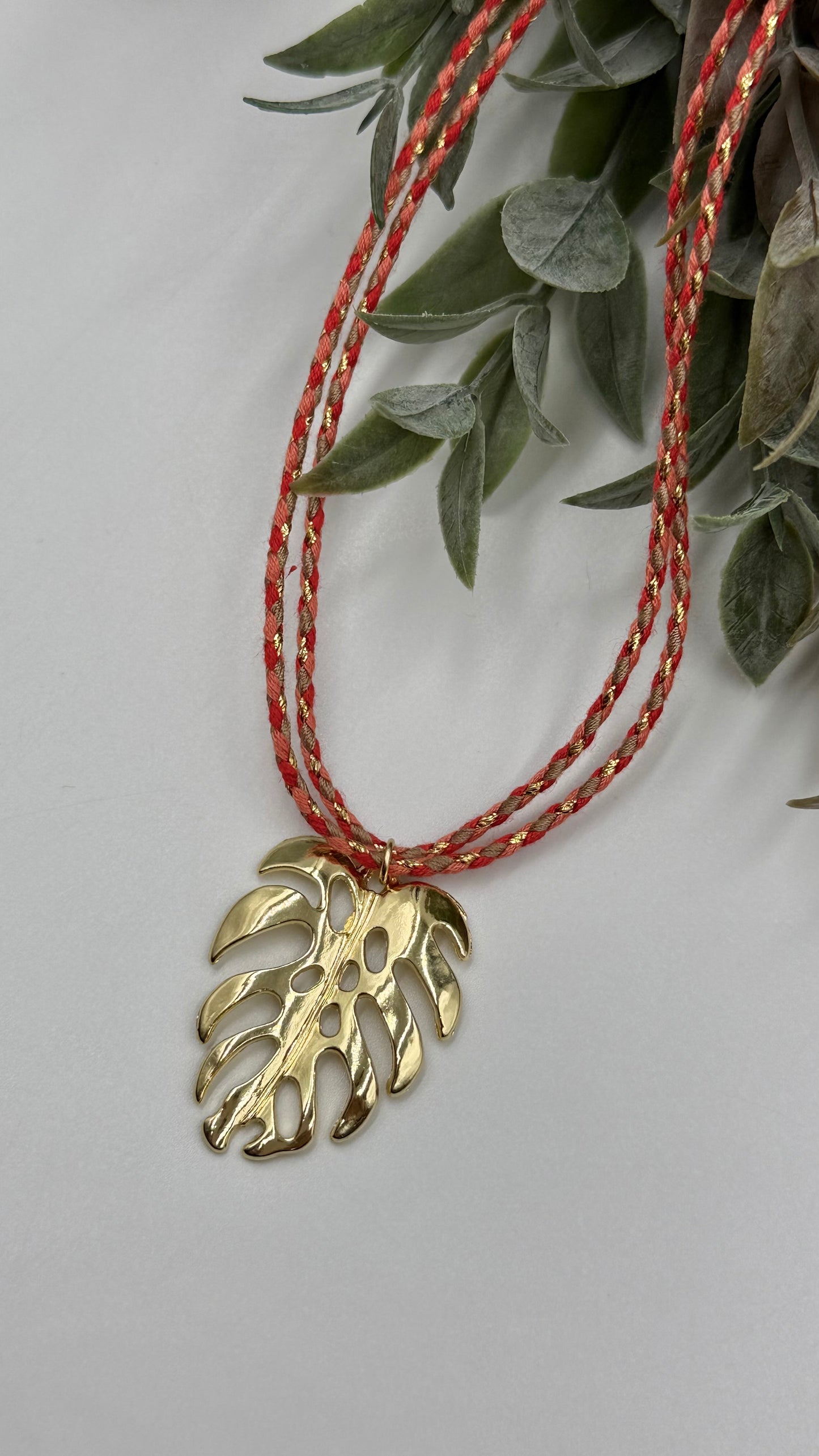 Golden Leaf Cord Necklace