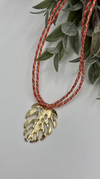 Golden Leaf Cord Necklace