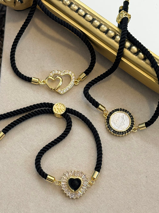 Golden Black Cord Bracelet
