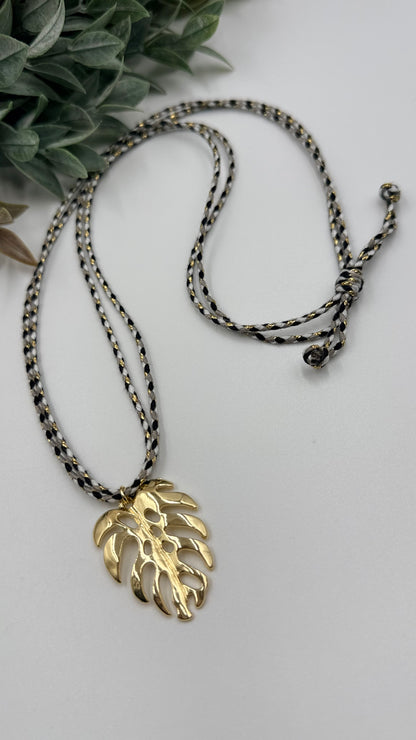 Golden Leaf Cord Necklace
