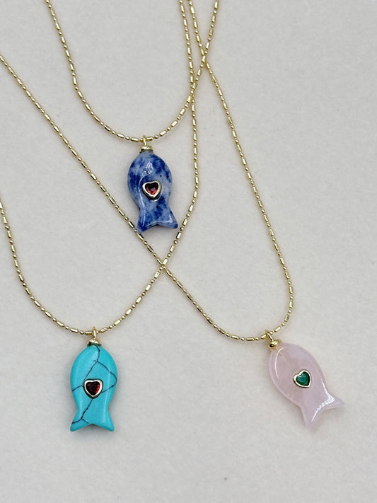 Gemstone Fish Necklace