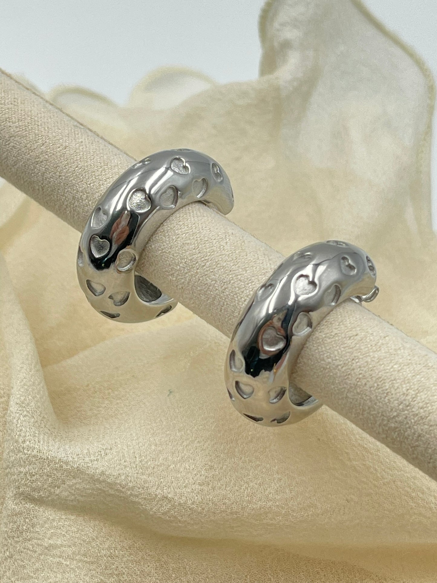 Heart Chunky Hoop Earrings