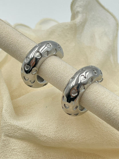 Heart Chunky Hoop Earrings