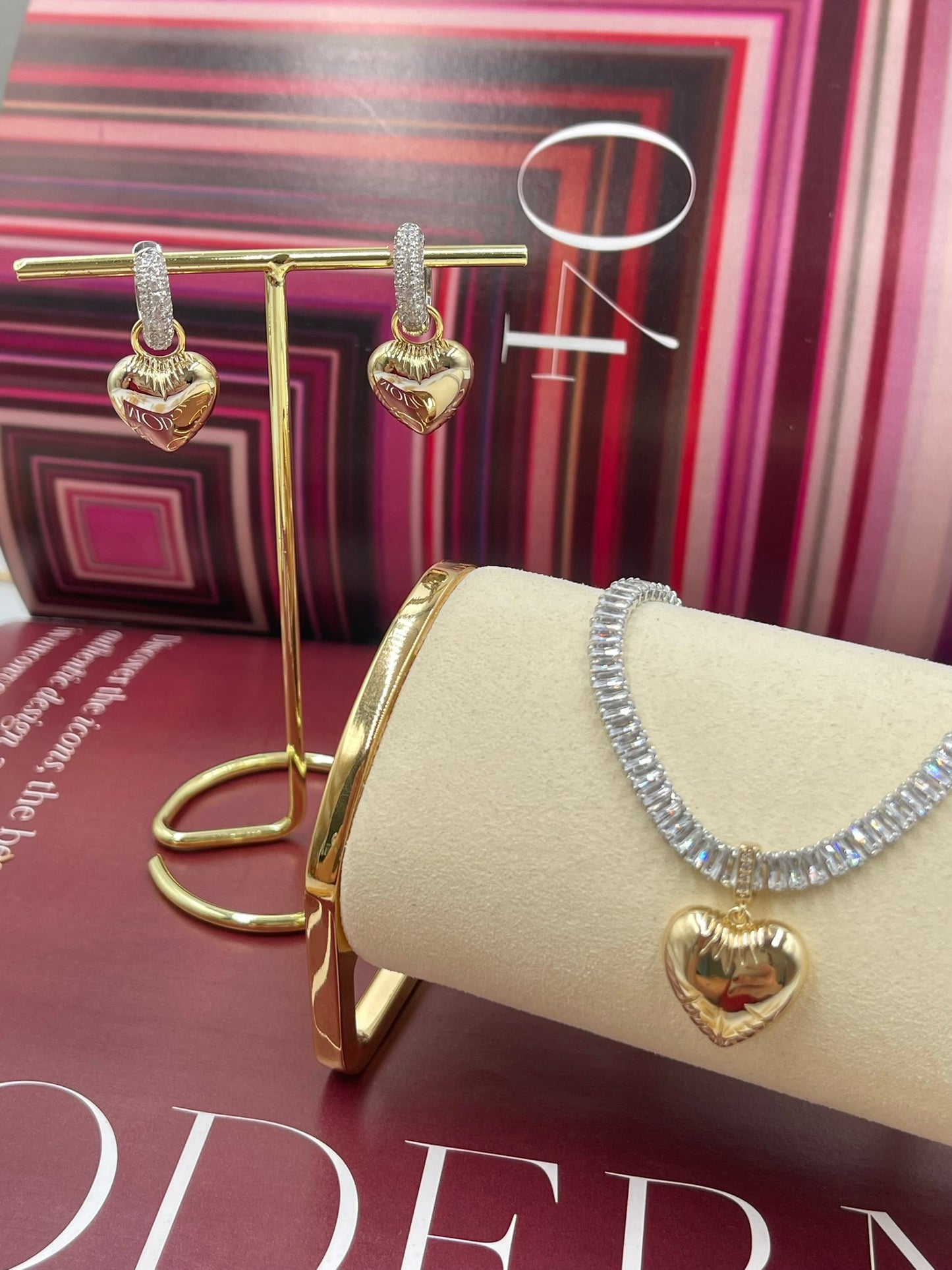 Golden Heart Tennis Necklace