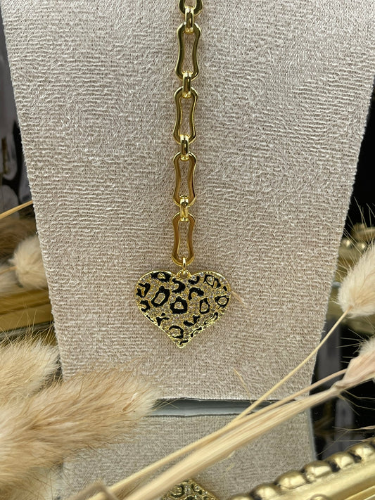 Animal Print Heart Necklace