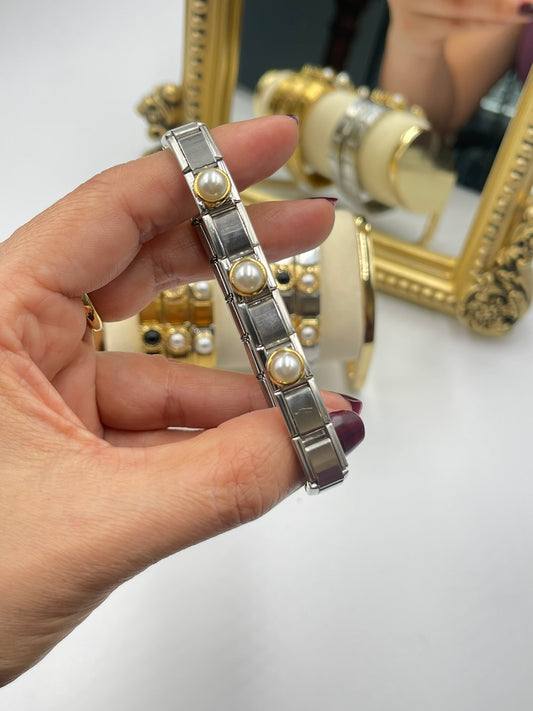 Three Pearl Elastic Bracelets