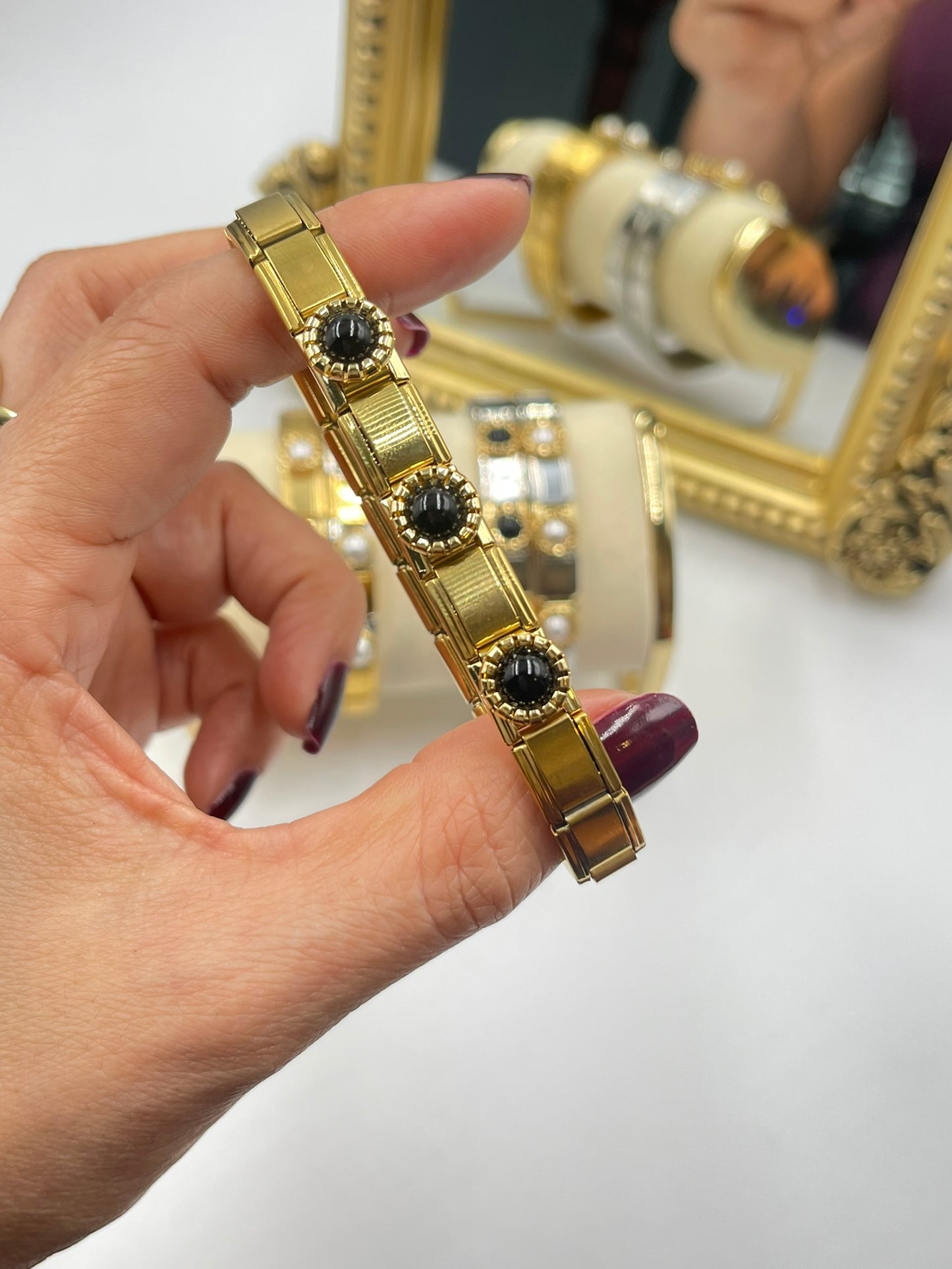 Three Pearl Elastic Bracelets