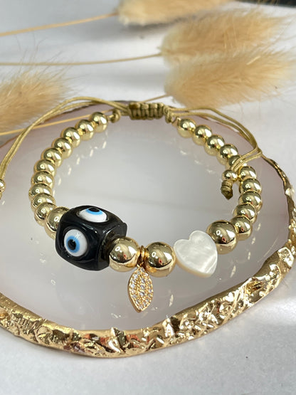 Evil Eye Bead Cube Bracelet